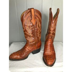 Trinity River Cayman Leather Exotic Western Mexico Men's Cowboy Boots sz 8 D